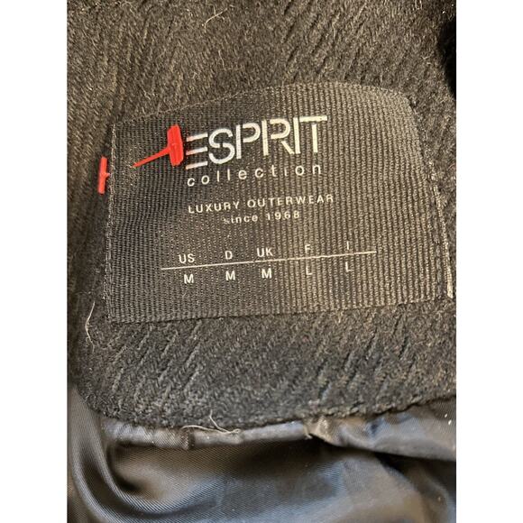 Esprit Collection Women’s Winter Long Hooded Coat Wool Blend Charcoal Plaid-Med - Picture 5 of 7